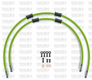 CROSSOVER Front brake hose kit Venhill HON-6025FB-GR POWERHOSEPLUS (2 cevi v kompletu) Green hoses, black fittings