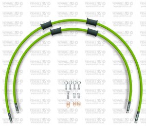 CROSSOVER Front brake hose kit Venhill HON-6025F-GR POWERHOSEPLUS (2 cevi v kompletu) Green hoses, chromed fittings
