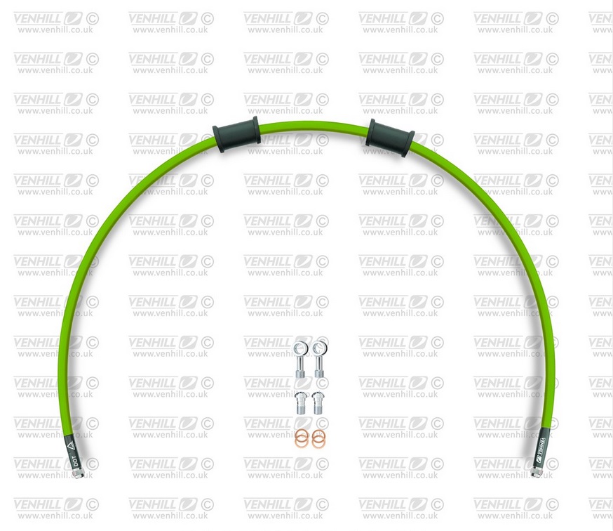 Set zadnjih zavornih cevi Venhill APR-10003R-GR POWERHOSEPLUS (1 cev v kompletu) Green hoses, chromed fittings