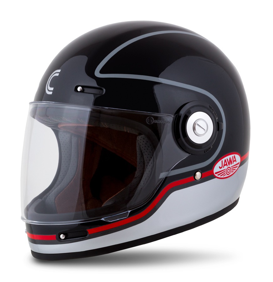 Full face helmet CASSIDA Fibre Jawa Sport black/ silver/ red 2XL