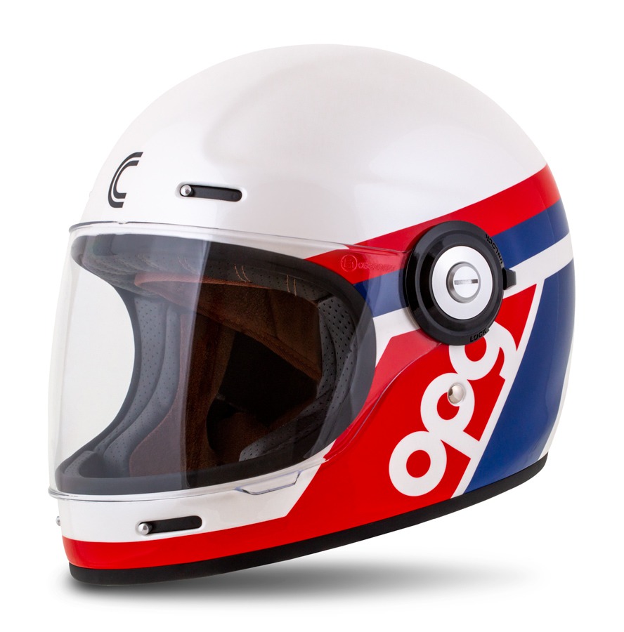 Full face helmet CASSIDA Fibre OPG white/ blue/ red 2XL