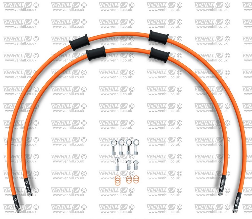 CROSSOVER Front brake hose kit Venhill HON-6025F-OR POWERHOSEPLUS (2 cevi v kompletu) Orange hoses, chromed fittings