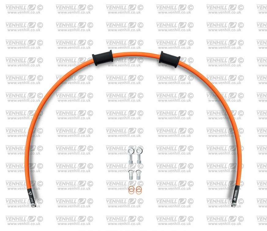 Set zadnjih zavornih cevi Venhill APR-10003R-OR POWERHOSEPLUS (1 cev v kompletu) Orange hoses, chromed fittings