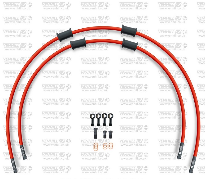 CROSSOVER Front brake hose kit Venhill HON-6025FB-RD POWERHOSEPLUS (2 cevi v kompletu) Red hoses, black fittings