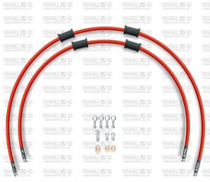 CROSSOVER Front brake hose kit Venhill HON-6025F-RD POWERHOSEPLUS (2 cevi v kompletu) Red hoses, chromed fittings