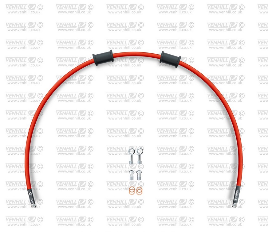 Set zadnjih zavornih cevi Venhill APR-10003R-RD POWERHOSEPLUS (1 cev v kompletu) Red hoses, chromed fittings