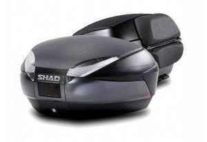 Kovček ( Top case ) SHAD SH48 Temno Siva with backrest, carbon cover and PREMIUM SMART lock