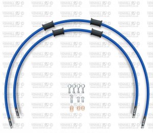 CROSSOVER Front brake hose kit Venhill HON-6025F-SB POWERHOSEPLUS (2 cevi v kompletu) Solid blue hoses, chromed fittings