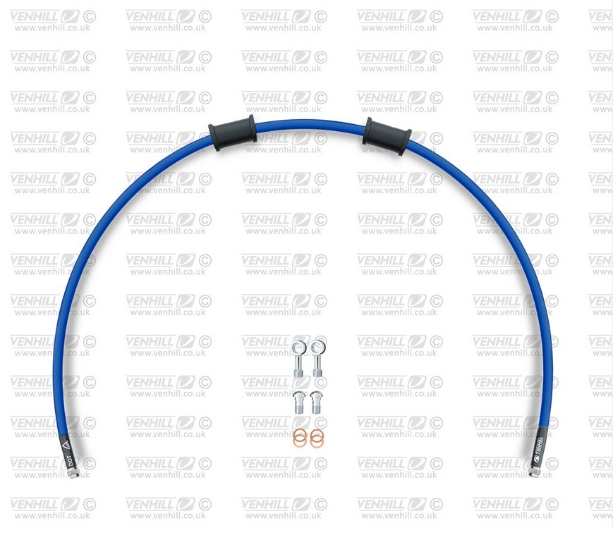 Set zadnjih zavornih cevi Venhill APR-10003R-SB POWERHOSEPLUS (1 cev v kompletu) Solid blue hoses, chromed fittings
