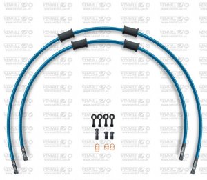 CROSSOVER Front brake hose kit Venhill HON-6025FB-TB POWERHOSEPLUS (2 cevi v kompletu) Translucent blue hoses, black fittings