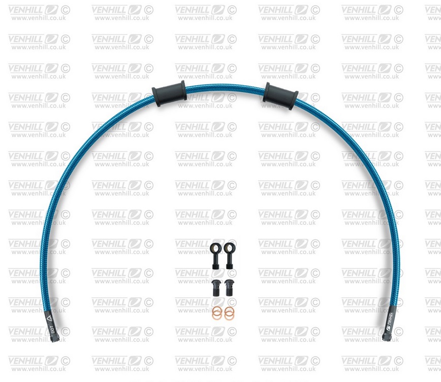 Set zadnjih zavornih cevi Venhill APR-10003RB-TB POWERHOSEPLUS (1 cev v kompletu) Translucent blue hoses, black fittings