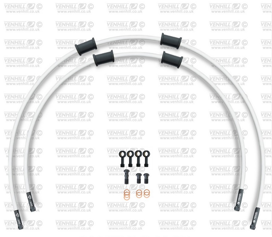 CROSSOVER Front brake hose kit Venhill HON-6025FB-WT POWERHOSEPLUS (2 cevi v kompletu) White hoses, black fittings
