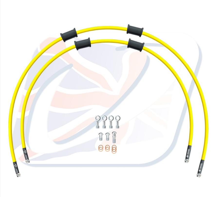CROSSOVER Front brake hose kit Venhill HON-6025F-YE POWERHOSEPLUS (2 cevi v kompletu) Yellow hoses, chromed fittings