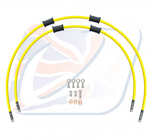 CROSSOVER Front brake hose kit Venhill HON-6025FS-YE POWERHOSEPLUS (2 cevi v kompletu) Yellow hoses, stainless steel fittings